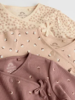 Multipacks|Babypakjes En Babypyjama's|Next Bruin met fijne bloemenprint - Verpakking van 3 babypyjama's (0-2jr)