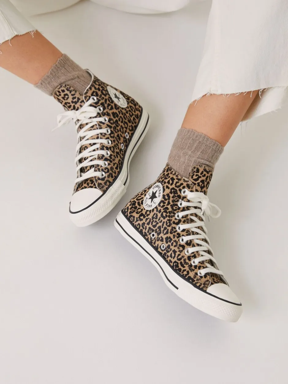 Sneakers|Converse - Chuck Taylor Suede All Over High Trainers Bruin met luipaardprint