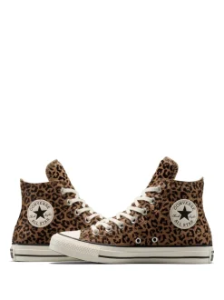 Sneakers|Converse - Chuck Taylor Suede All Over High Trainers Bruin met luipaardprint