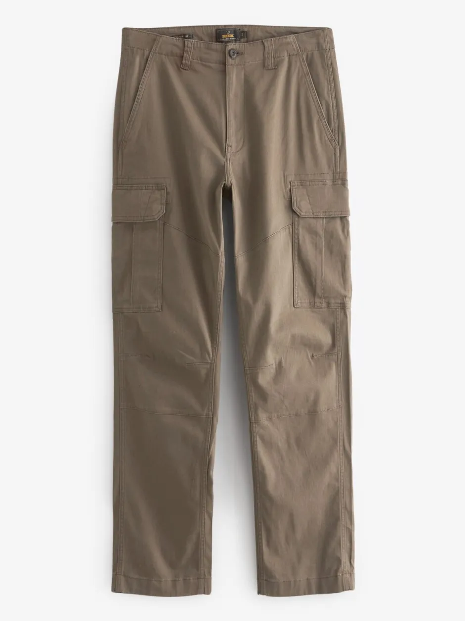 Broeken En Chino's|Next Bruin met paddenstoel - Straight fit - Katoenen cargostretchbroek