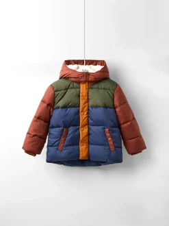 Schoolkleding|Jojo Maman Bébé - Borg Lined Hooded Puffer Coat Bruin multi