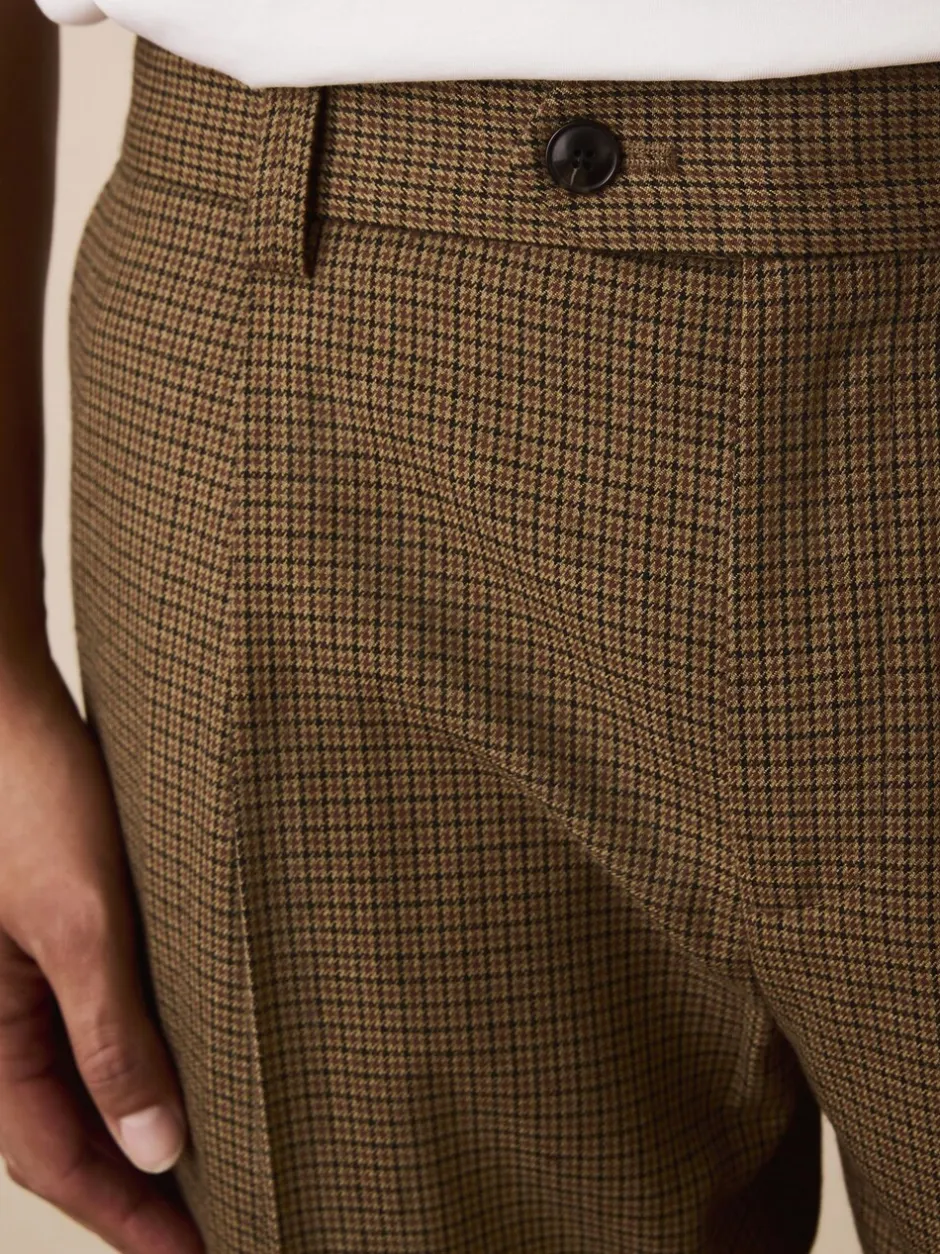 Formele Broek|Next Bruin pied-de-poule - Slim Fit - Smart Textured Trousers
