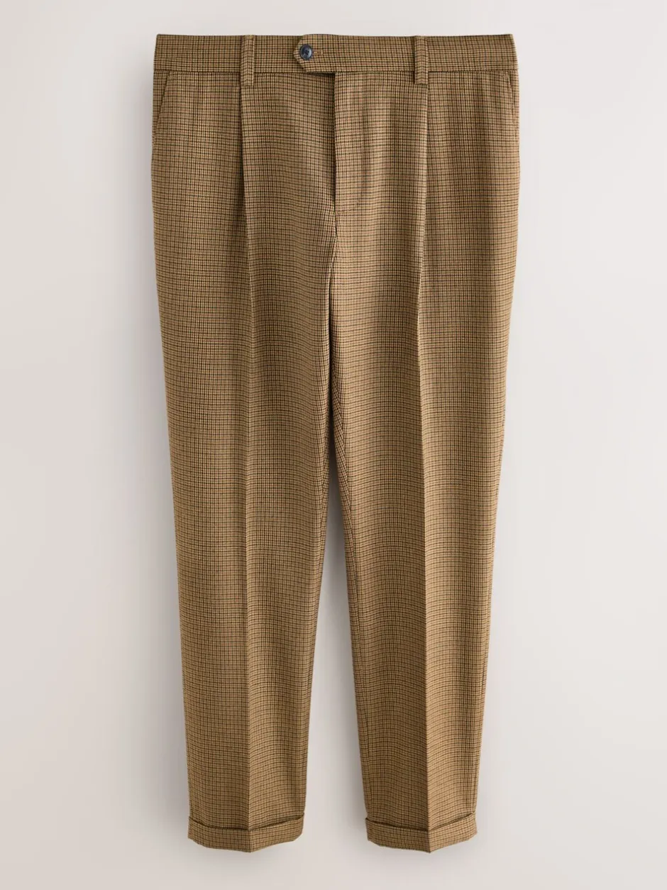 Formele Broek|Next Bruin pied-de-poule - Slim Fit - Smart Textured Trousers