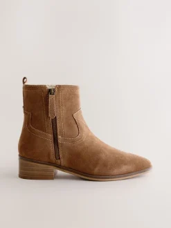 Boots*Next Bruin suède - Forever Comfort® enkellaarzen met rits aan de zijkant
