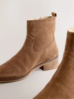 Boots*Next Bruin suède - Forever Comfort® enkellaarzen met rits aan de zijkant
