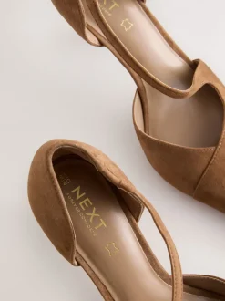 Schoenen Met Hakken|Next - Premium Leather Asymmetric Court Heels Bruin suède