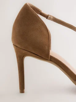 Schoenen Met Hakken|Next - Premium Leather Asymmetric Court Heels Bruin suède