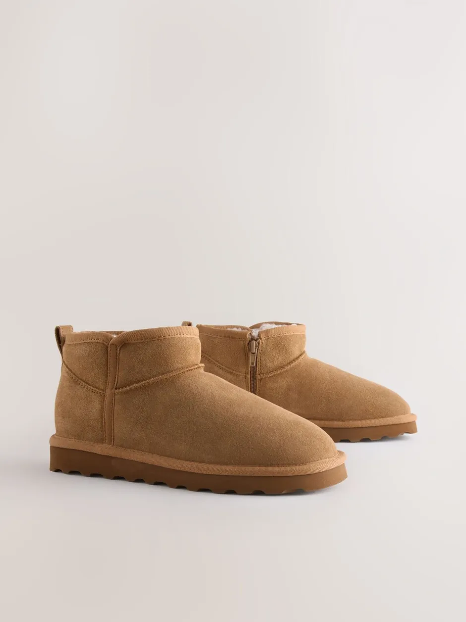 Boots*Next - Waterafstotende enkellaarzen van imitatiebont Bruin suède
