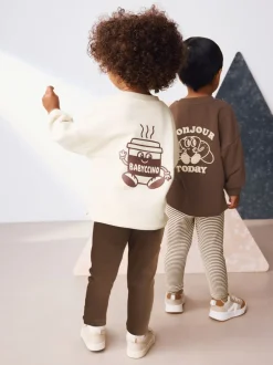 Tops|Sets En Combisets*Next Bruin/Crème Babyccino - Verpakking van 2 tops met lange mouwen en leggings (3mnd-7jr)