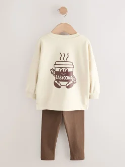 Tops|Sets En Combisets*Next Bruin/Crème Babyccino - Verpakking van 2 tops met lange mouwen en leggings (3mnd-7jr)