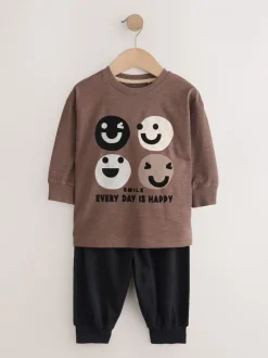 Pyjama's|Nachtkleding En Pyjama's*Next - Verpakking van 3 oversized pyjama's 3 (9mnd -10jr) Bruin/Crème Blij gezicht