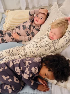 Multipacks|Pyjama's*Next Bruin/Crème Transport - Mini Knusse Pyjama's 3 Set (9mnd-10jr)