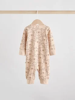 Multipacks|Babypakjes En Babypyjama's|Next - Set van 3 baby pyjama's zonder voetjes met tweewegrits van katoen (0mnd-3jr) Bruin/donkerblauw
