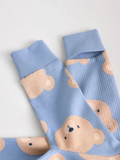 Multipacks|Babypakjes En Babypyjama's|Next - Set van 3 baby pyjama's zonder voetjes met tweewegrits van katoen (0mnd-3jr) Bruin/donkerblauw