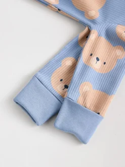 Multipacks|Babypakjes En Babypyjama's|Next - Set van 3 baby pyjama's zonder voetjes met tweewegrits van katoen (0mnd-3jr) Bruin/donkerblauw