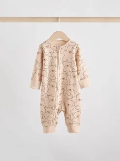 Multipacks|Babypakjes En Babypyjama's|Next - Set van 3 baby pyjama's zonder voetjes met tweewegrits van katoen (0mnd-3jr) Bruin/donkerblauw