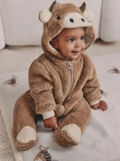 Jassen, Jacks En Kinderwagenpakjes|Jassen En Jacks*Next Bruine Hamish met capuchon - Baby fleece skipak (0-18mnd)