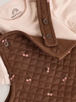 Rompertjes En Tuinbroeken|Tuinbroeken*Next Bruine Kers - Gewatteerde bretelbroek en Bodysuit baby set met 2 Pieces (0mnd -3jr)