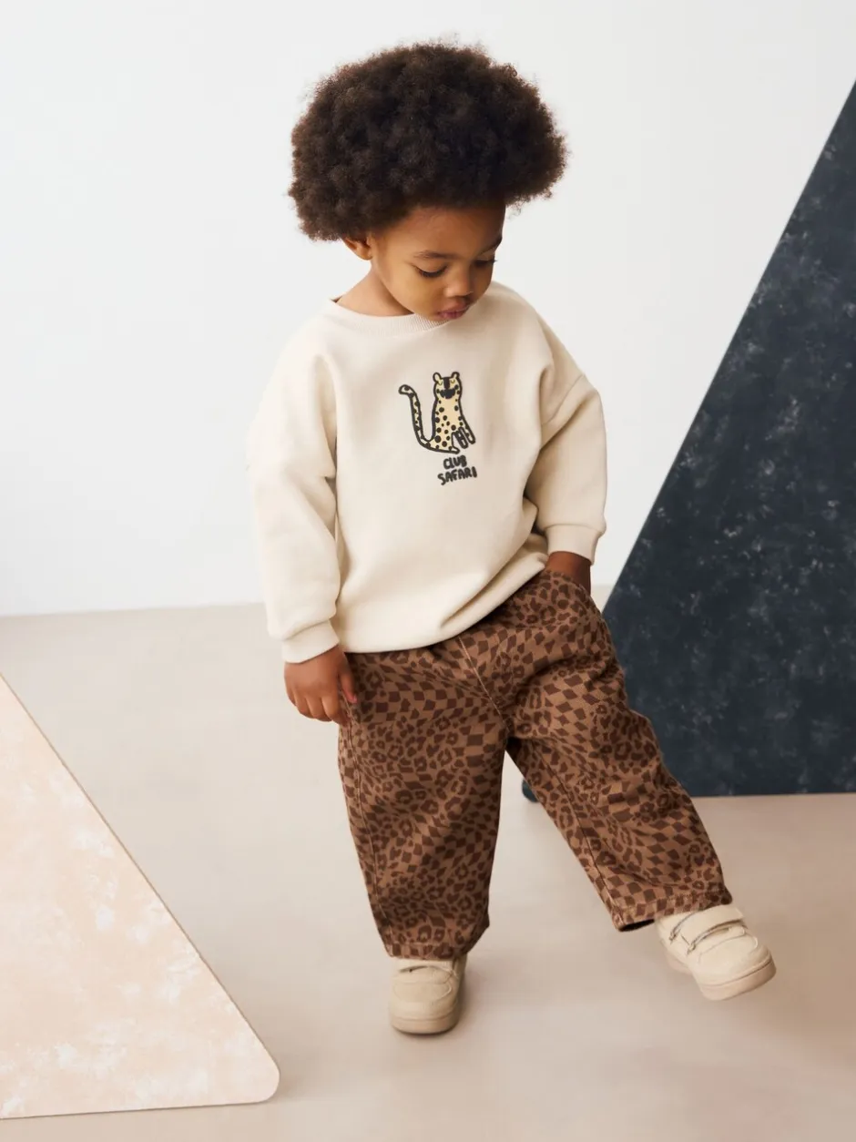 Broeken En Chino's*Next Bruine luipaardprint - Wijde broek met elastische taille (3mnd-7jr)