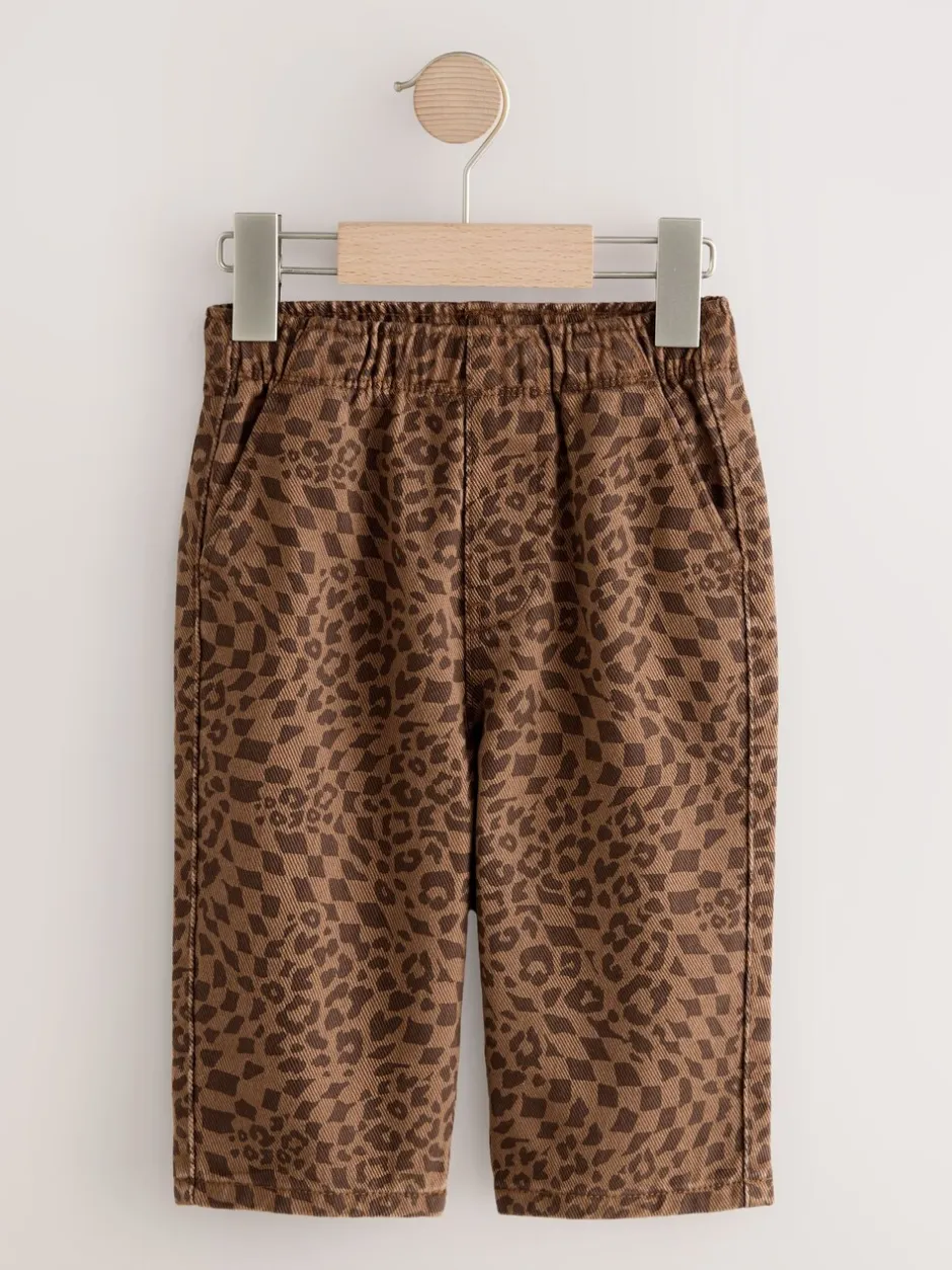 Broeken En Chino's*Next Bruine luipaardprint - Wijde broek met elastische taille (3mnd-7jr)
