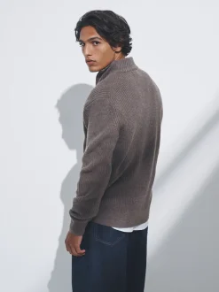 Gebreide Kleding*The Set - 2 Pack Quarter Zip Neck Jumpers Bruin/marineblauw
