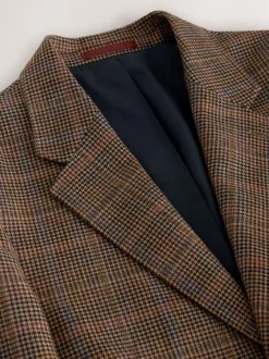 Pakken*Next Bruin/rood - Slim fit wolmix geruit pak: jack