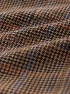 Pakken*Next Bruin/rood - Slim fit wolmix geruit pak: jack