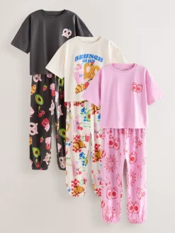 Nachtkleding En Pyjama's|Pyjama's|Next - Verpakking van 3 pyjama's met joggingbroek (3 - 16 jr) Brunch Club