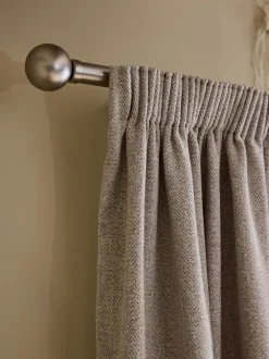Gordijnen|Gordijnen|Next Brushed Herringbone Pencil Pleat Blackout Thermal Curtains Natuurlijk