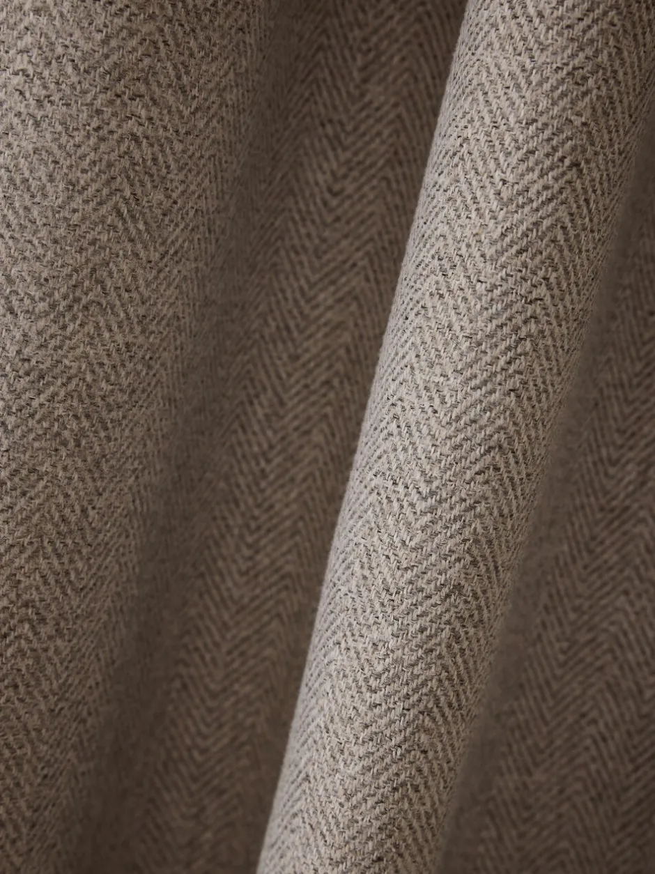 Gordijnen|Gordijnen|Next Brushed Herringbone Pencil Pleat Blackout Thermal Curtains Natuurlijk
