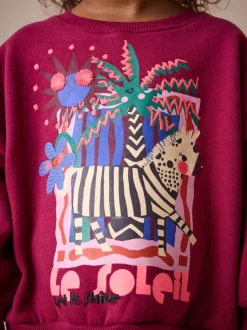 Truien En Breisels|Sweaters En Hoody´S|Next Burgundy Red Zebra - Sweatshirt met ronde hals (3 mnd-7 jr)