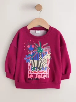 Truien En Breisels|Sweaters En Hoody´S|Next Burgundy Red Zebra - Sweatshirt met ronde hals (3 mnd-7 jr)