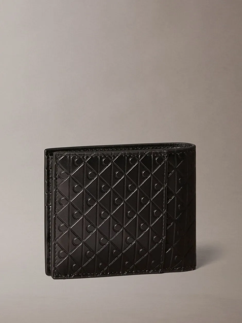 Portemonnees*Calvin Klein Embossed Allover Monogram Bifold Wallet with Coin Pouch
