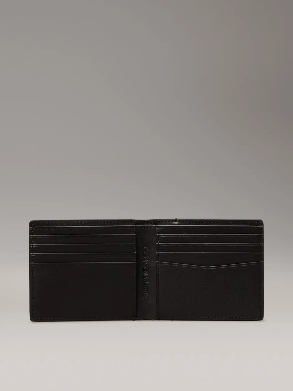 Portemonnees|Calvin Klein leren tweedelige portemonnee met reliëf