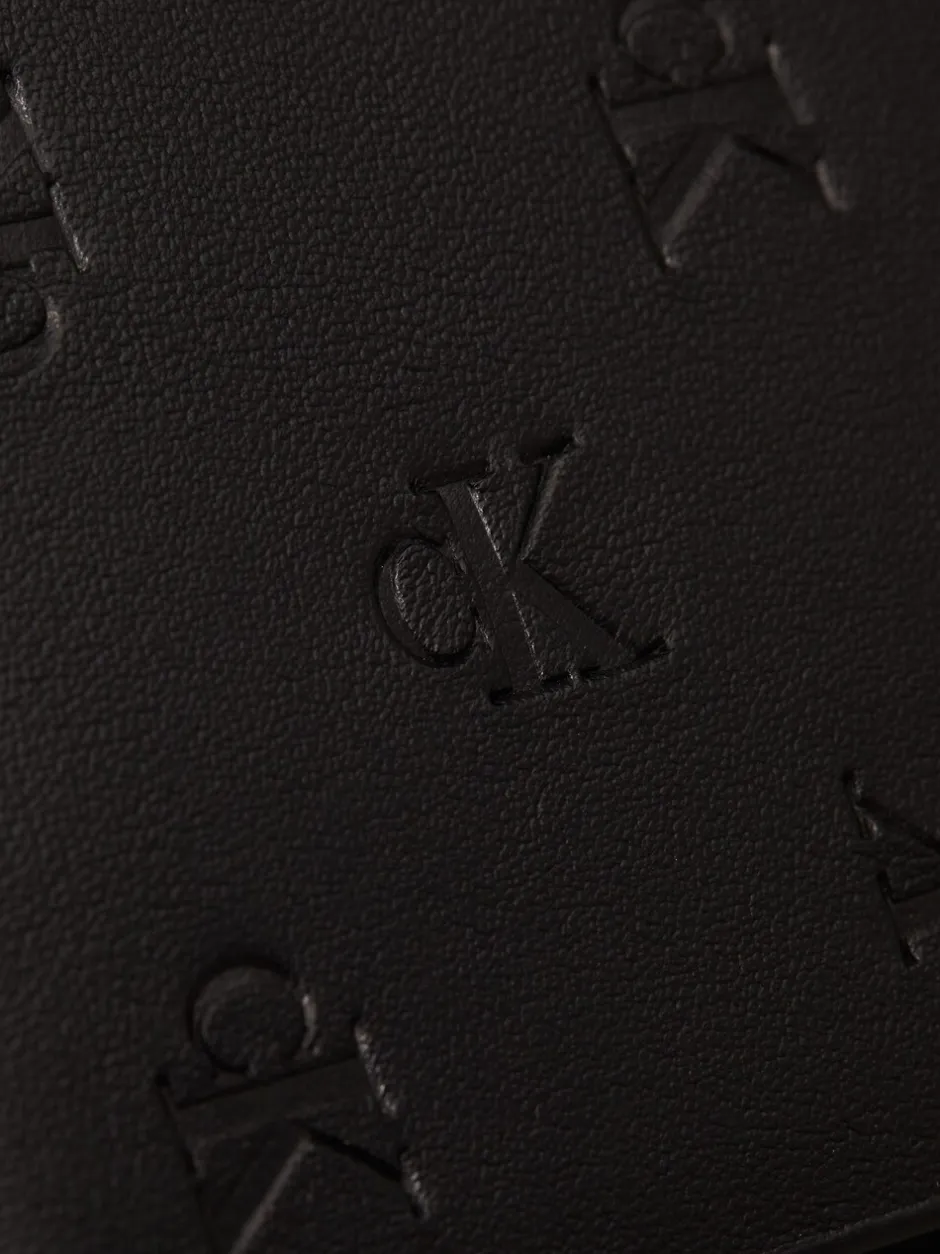 Portemonnees|Calvin Klein leren tweedelige portemonnee met reliëf