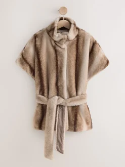 Jassen En Jacks|Next Camel - Faux Fur Tie Waisted Gilet