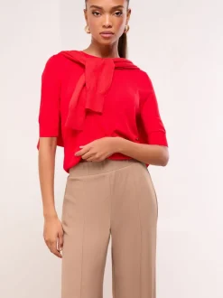 Broeken|Lipsy Camel - - Broek met wijde pijpen en hoge taille