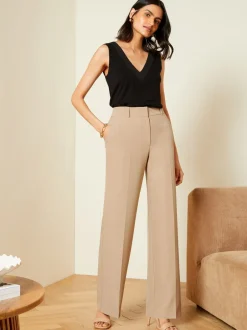 Kostuums En Werkkleding*Love & Roses Camel - broek met wijde pijpen