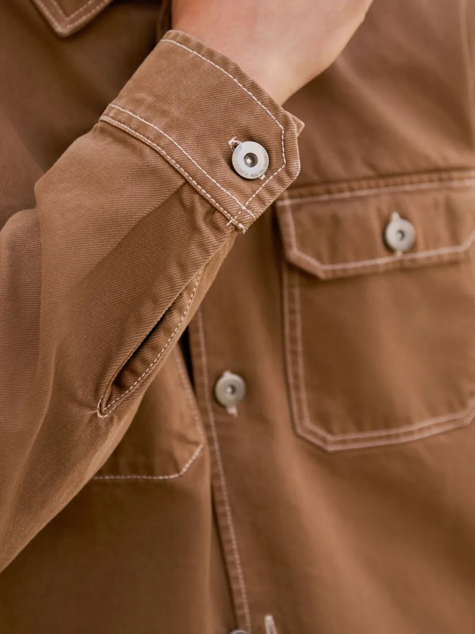 Jassen En Jacks|Next - Canvas Shacket Overshirt Camelbruin