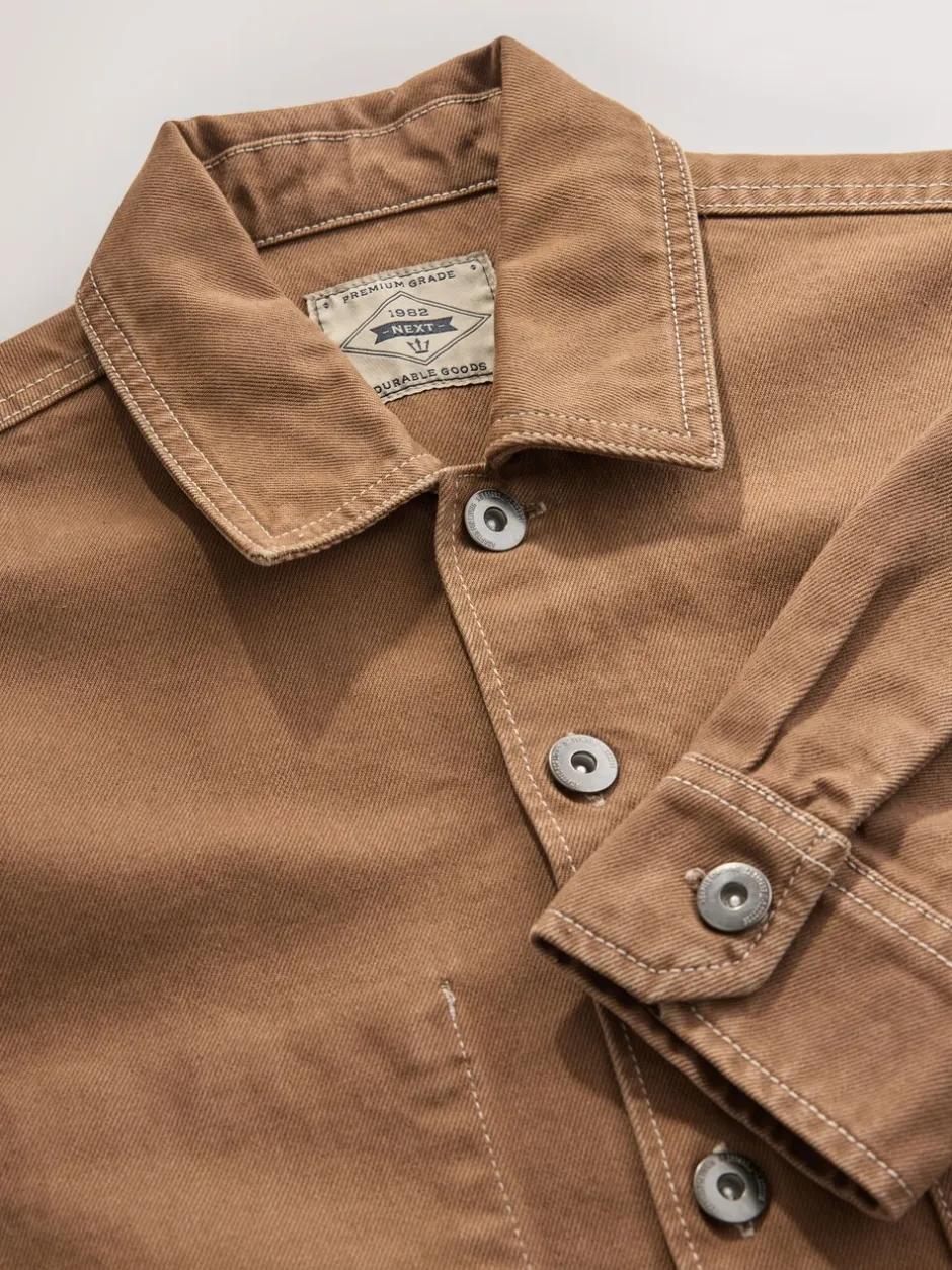 Jassen En Jacks|Next - Canvas Shacket Overshirt Camelbruin