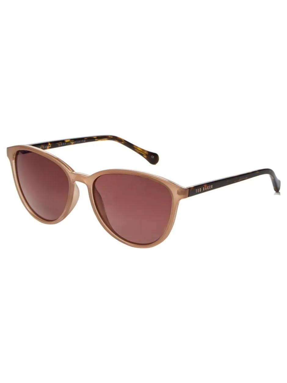 Zonnebril|Ted Baker - - Klassieke zonnebril met ronde ogen Camel/tortoise bruin