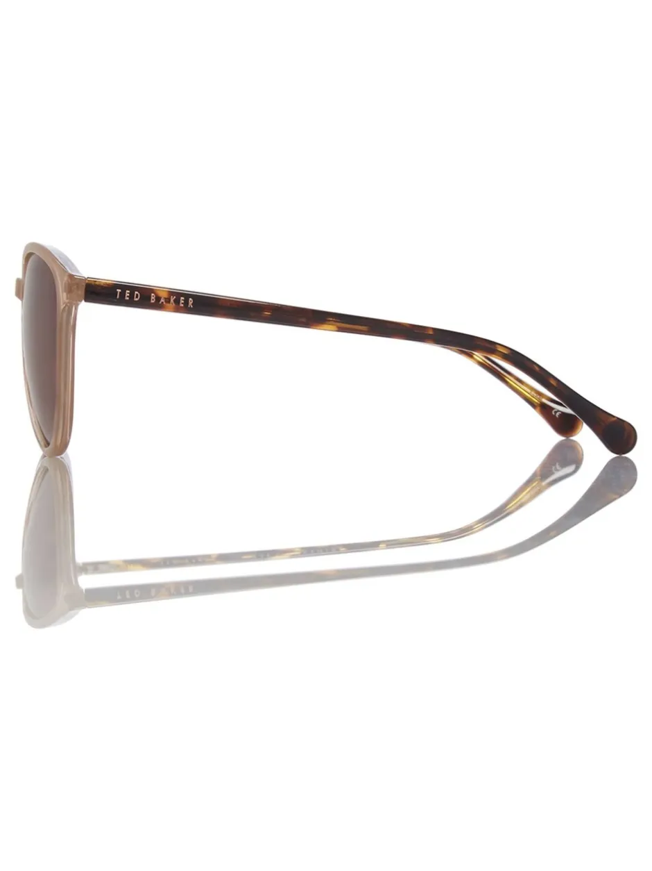 Zonnebril|Ted Baker - - Klassieke zonnebril met ronde ogen Camel/tortoise bruin