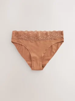 Onderbroeken*Next Caramel-nude - Katoenen kanten slipjes 4 stuks