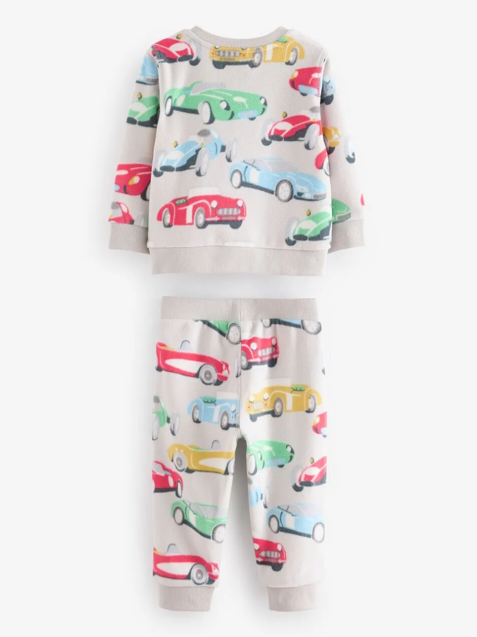 Pyjama's|Nachtkleding En Pyjama's*Next Cath Kidson Rood/Ecru Witte Auto's - Single Cosy Fleece Pyjamas