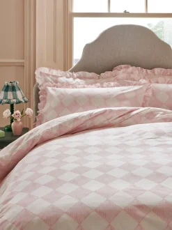 Beddengoedsets En Dekbedovertrekken|Cath Kidston 100% Cotton Duvet Cover and Pillowcase Set Pink Diamond Frill