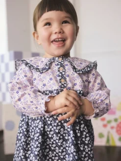 Jurken|Jurken*Next Cath Kidston Multi Navy Ditsy - Jurkje met kraag en lange mouwen (3mnd-8jr)