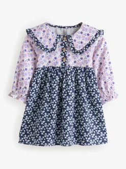 Jurken|Jurken*Next Cath Kidston Multi Navy Ditsy - Jurkje met kraag en lange mouwen (3mnd-8jr)