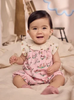 Tuinbroeken|Next Cath Kidston roze bloemenprint - Babyromper van bedrukte jersey