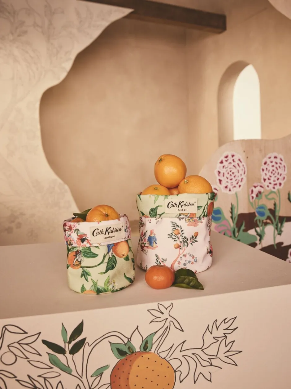 Thuiskantoor|Cath Kidston set van 2 omkeerbare opbergtassen Roze/Groene Paddington