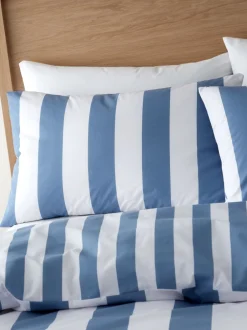 Catherine Lansfield*Catherine Lansfield - Cove - Omkeerbare gestreepte dekbedovertrekset Chambray blauw